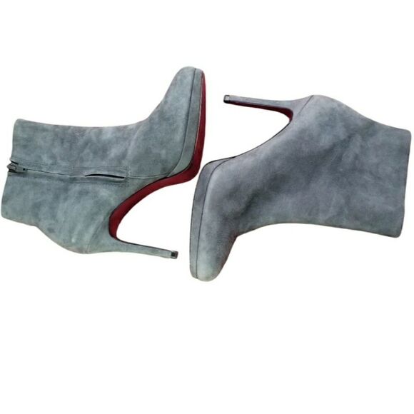 Zara Ankle Bootie Gray Suede Dressy 4" Stiletto Heeled Platform Zips Size 8 - Picture 9 of 12